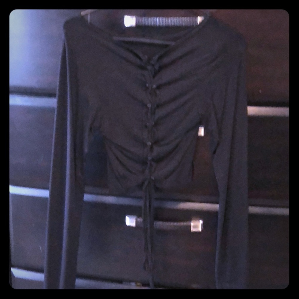 Lace up back black crop top